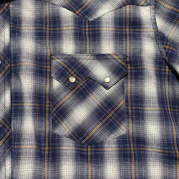 Wrangler Pearl Snap Shirt Men’s 3XL Blue Plaid Short Sleeve Cowboy Rodeo Western - Picture 5 of 7
